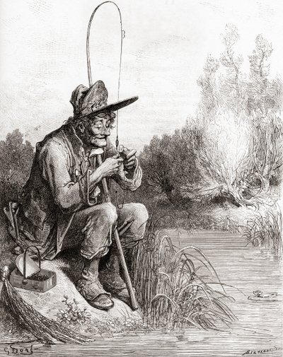 The Fisherman and the Little Fish, from a late 19th century edition of Fables de La Fontaine by Gustave Dore